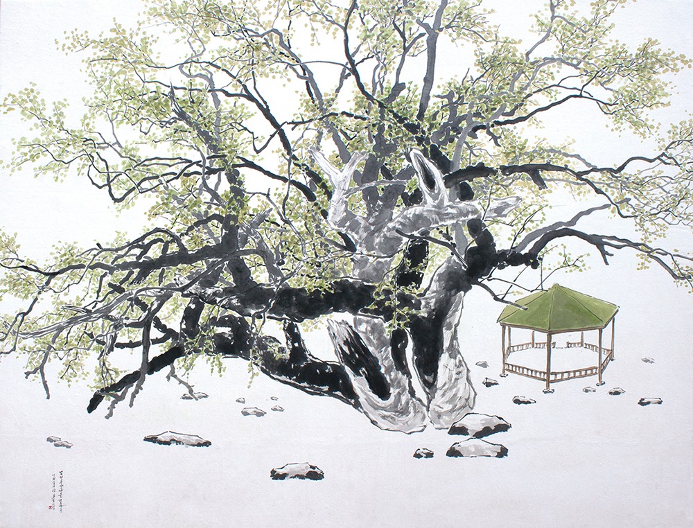 남명 중양마을 버들나무-봄, 한지에 먹+채색, 116.8x91cm-1000.jpg