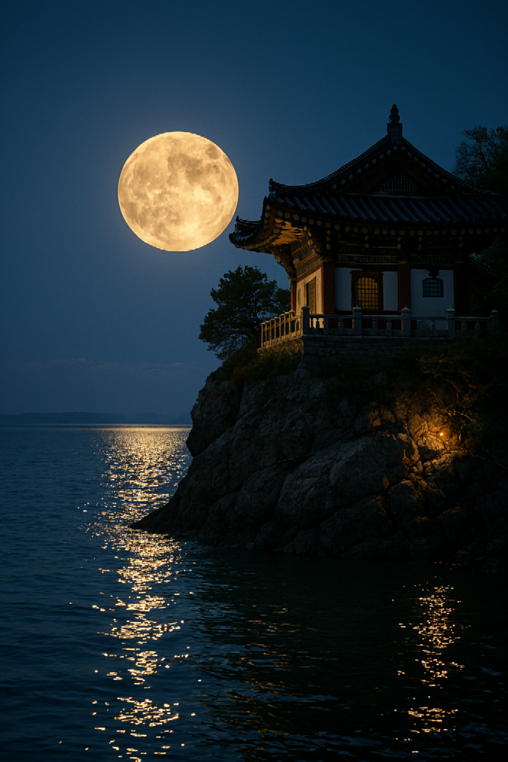 서해 간월도에 달이 떠오르고 간월암 .png